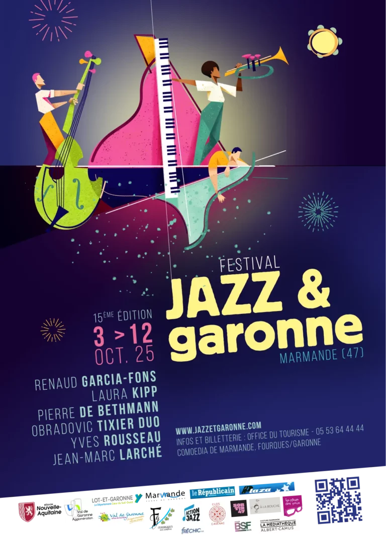 Affiche 2025 du Festival Jazz & Garonne à Marmande, Lot-et-Garonne